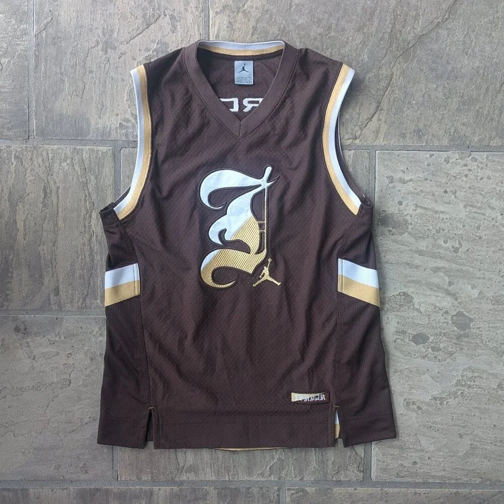 Vintage Air Jordan Jersey Mens Brown Michael Jordan 23 Stitched Jumpman